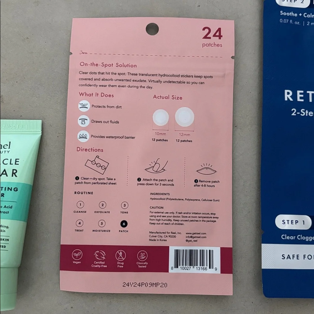 New RAEL K-Beauty bundle: Retinol Chin Mask, Patches & Exfoliating Cleanser